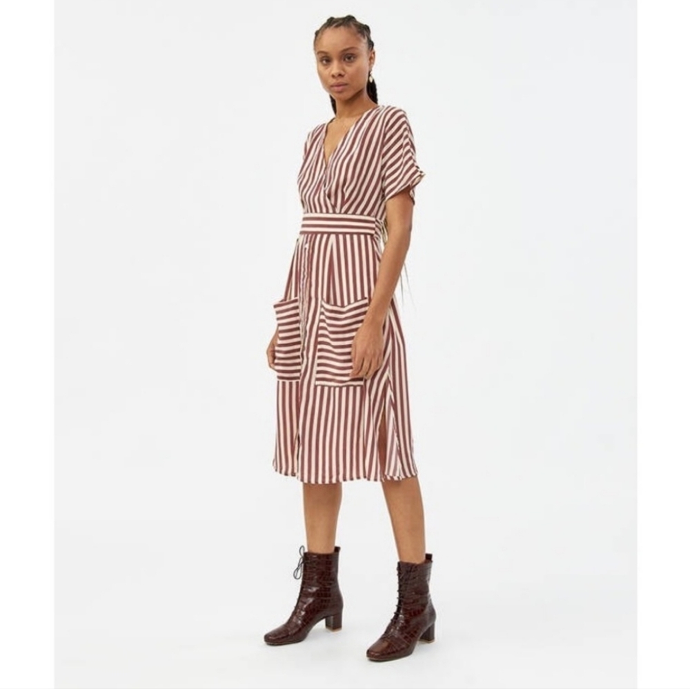 Farrow Nadine Mauve Striped‎ Dress with pockets Sz Small